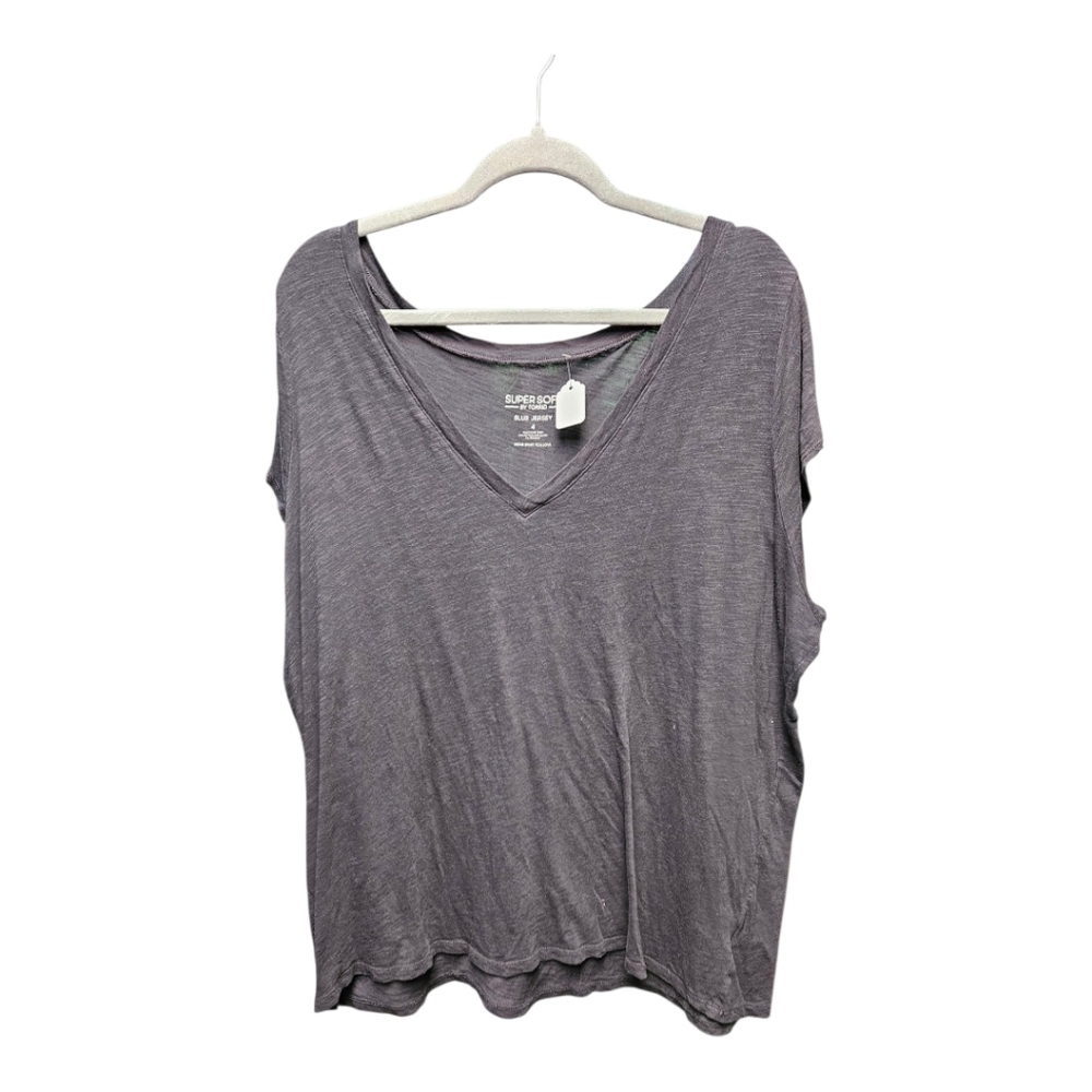 Torrid Charcoal V-Neck Slub Jersey Top Fit 2x